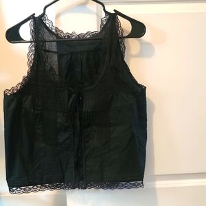 Black Lace Trim Tank Top